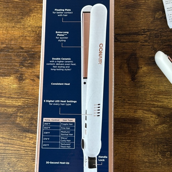 Conair White Hair Straightener - Double Ceramic Flat Iron - Picture 5 of 7
